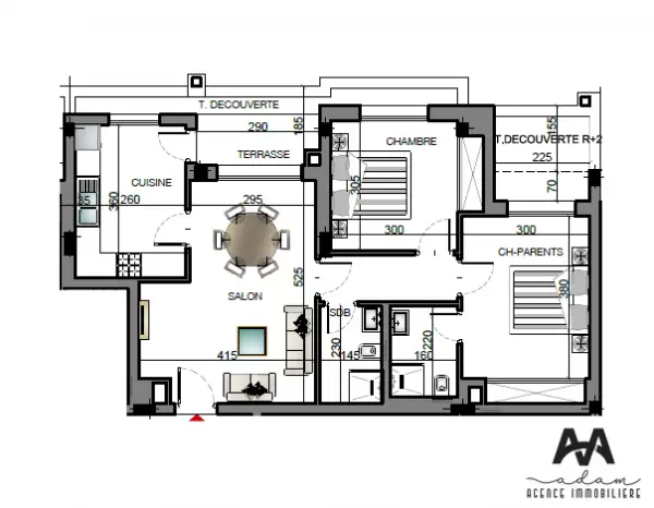 Appartement S+2 de 93 m² à Ennasr 2, Tunis