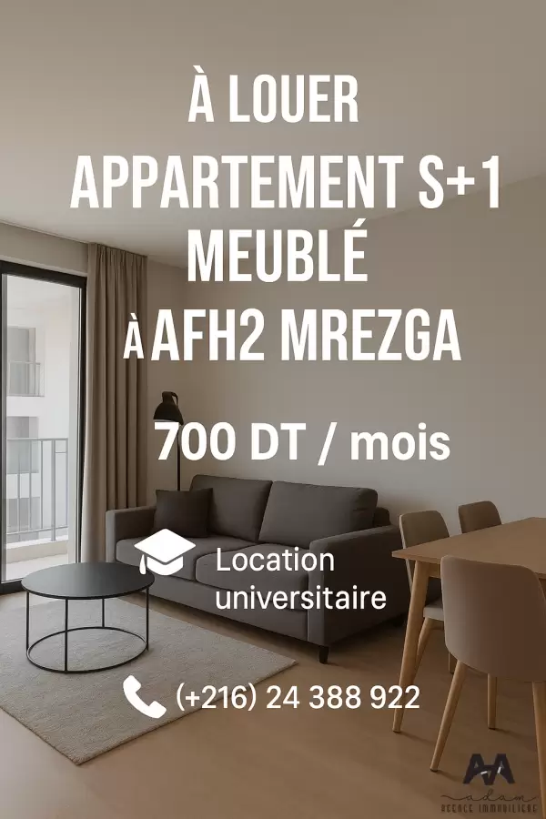 Appartement S+1 meublé à AFH2 Mrezga