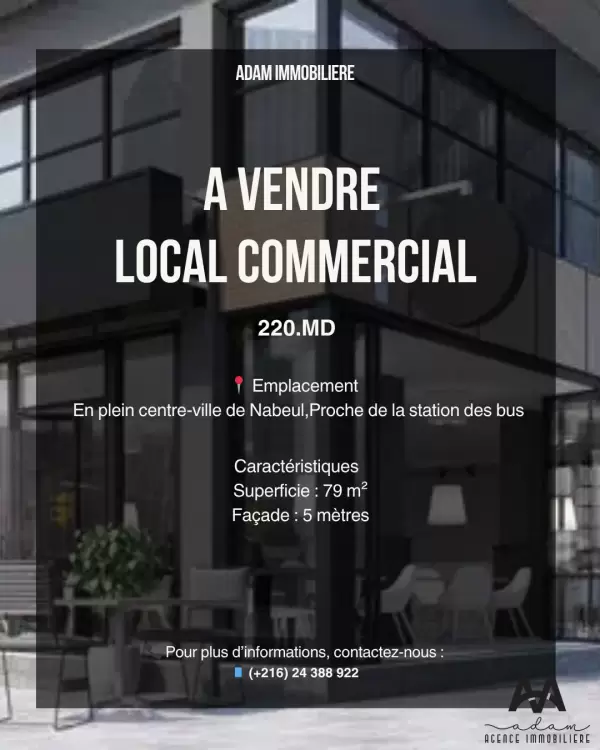 Local Commercial de 79m² au Centre-Ville de Nabeul