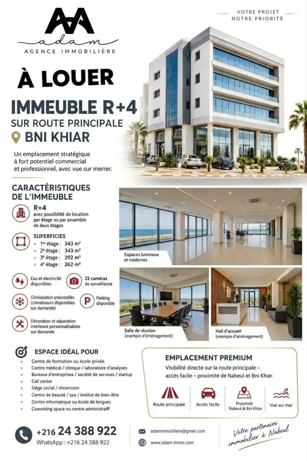 A louer Open Space de 343m² à Nabeul